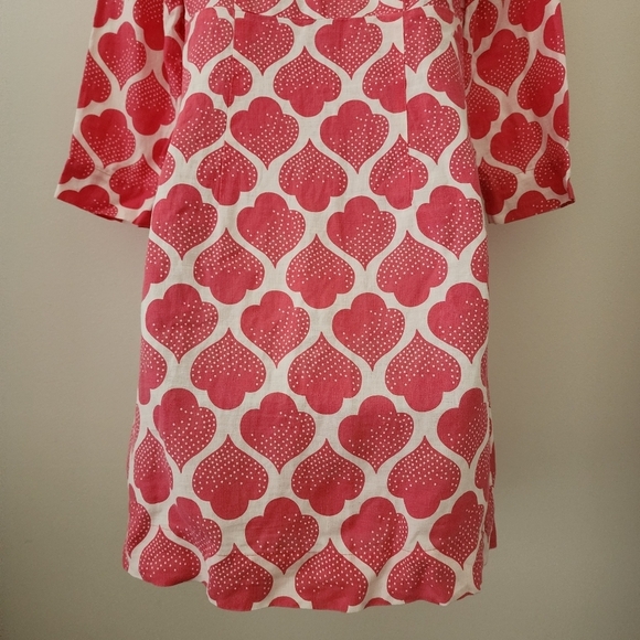Boden Linen Tunic Dress Pink And White Moroccan Print Size 4 - Picture 11 of 13